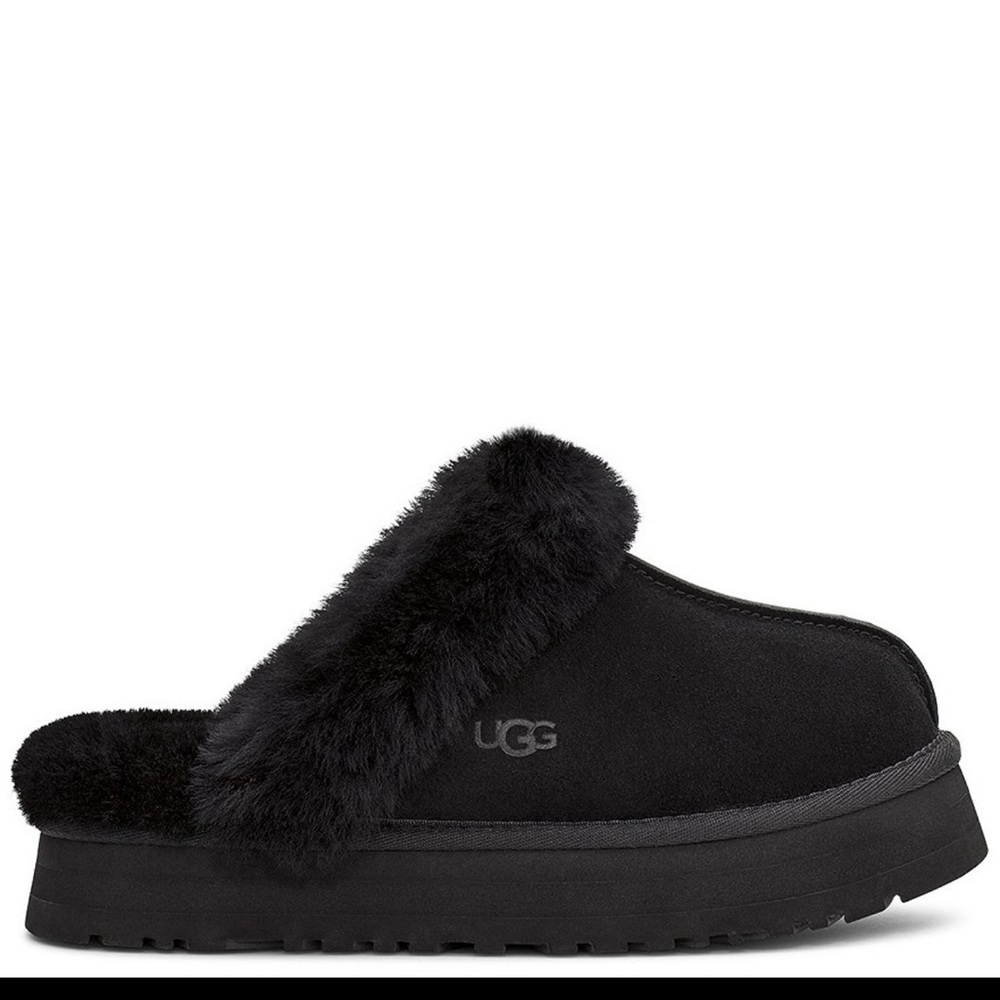 Ugg Disquette Suede Fur Platform Slides - image 1